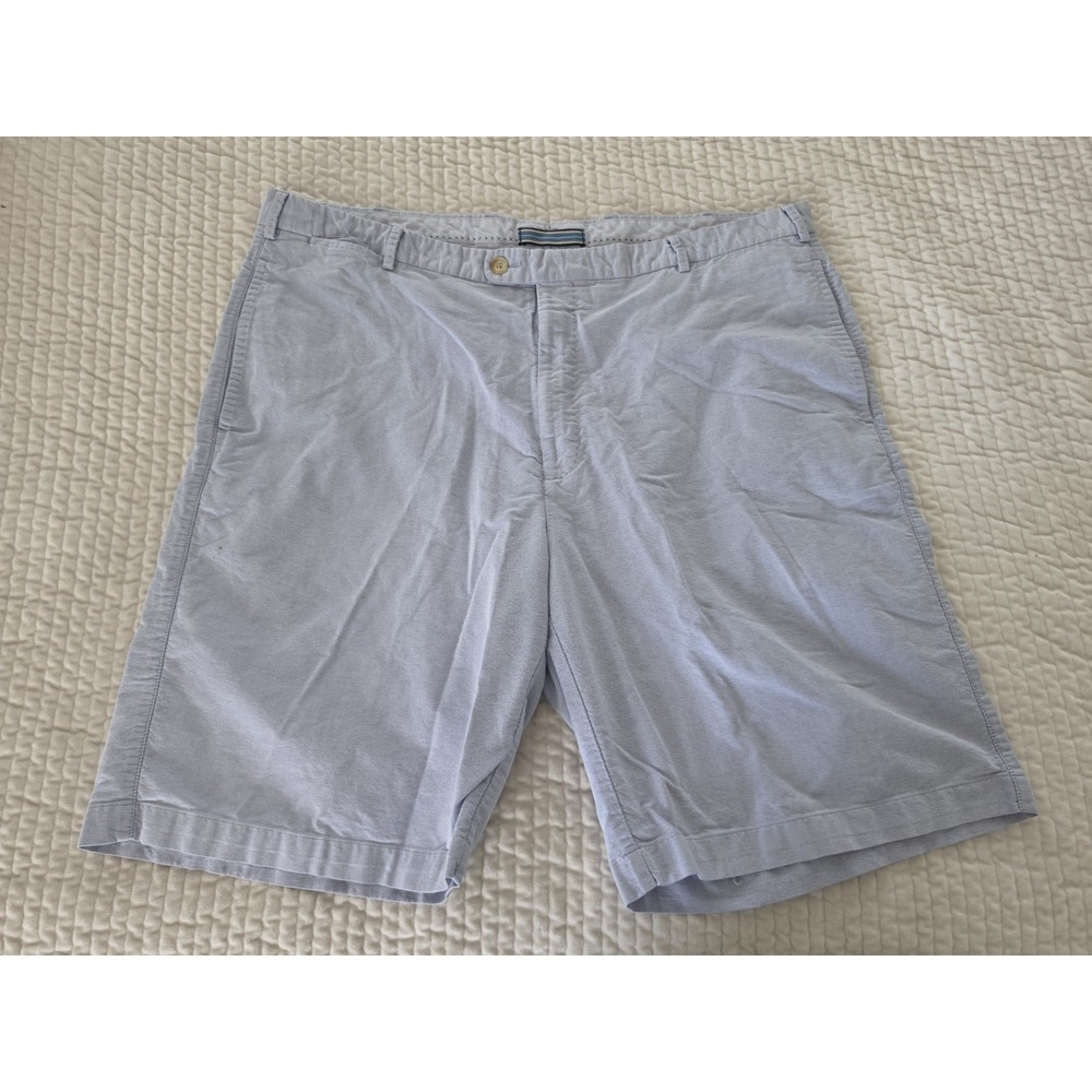 Peter Millar Size 40 Pima Cotton Flat Front Chino Shorts Light Blue Golf‎ Casual